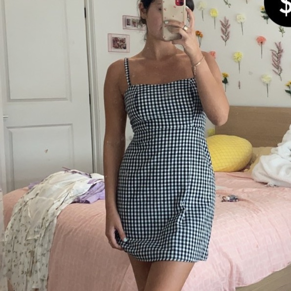gingham black and white dress